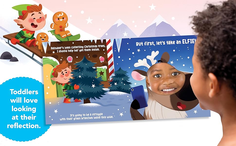 Let's Take an Elfie Childrens Board Book Holiday Mirror Board Book Little Hippo Books