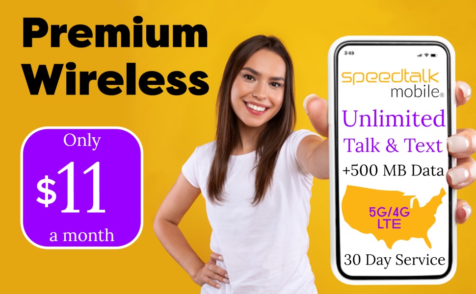 SpeedTalk Mobile Wireless Phone Plan, Unlimited Talk, Unlimited Text, 500 mb data, 30 day service