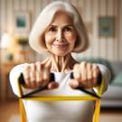 Eine ältere Person, die Rehabilitationsübungen durchführt