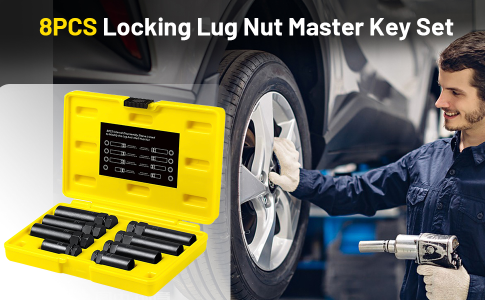 Piodelo 8PCS Wheel Lock Removal Kit, SAE Metric Locking Lug