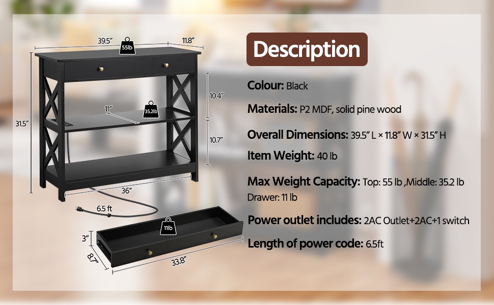 Yaheetech TV Stand with Power Outlet, Entertainment Center