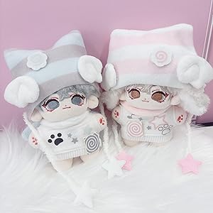 【セミオーダー】ぬい服 猫耳ニット帽＆リボンチョーカー 黒×白キラ］にじぱぺっと ぬい帽子 ぬい服 ネコ耳 ニット帽