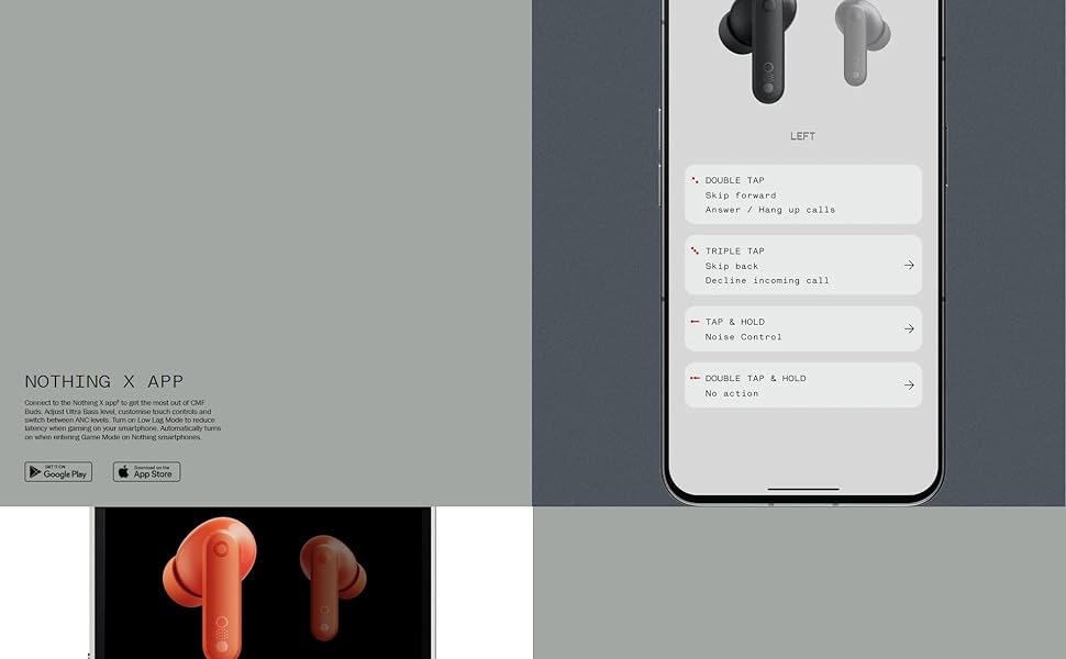 CMF Buds with 45 dB ANC, Ultra Bass, 60H battery, USB-C, Bluetooth earbuds for iPhone & Android.