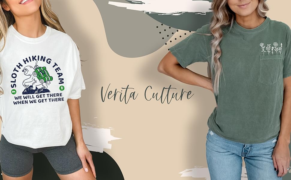Verita Culture garment dyed trendy oversized fit women's graphic Shirt