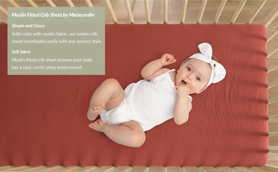 Meracorallo Muslin Fitted Crib Sheet, Soft and Breathable
