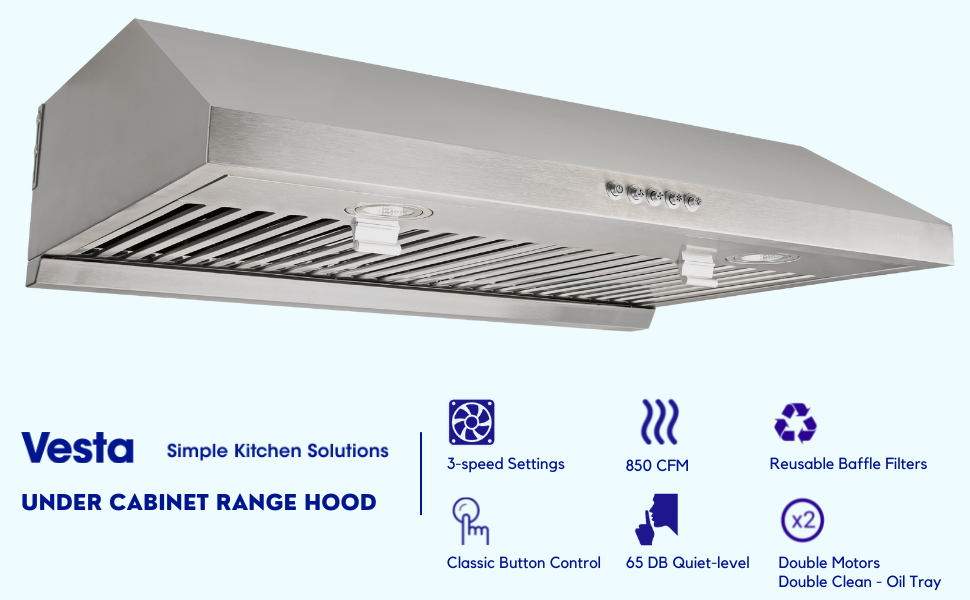 VESTA Augusta 850CFM Powerful 30 Inch Under Range