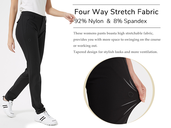 Womens Golf Pants Stretch Slim Quick Dry Lightweight Work