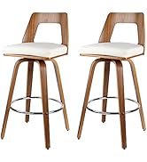Moustache Bar Stools Set of 2, Swivel Bar Chairs with Mid-Backrest and Soft Cushion Kitchen Count...
