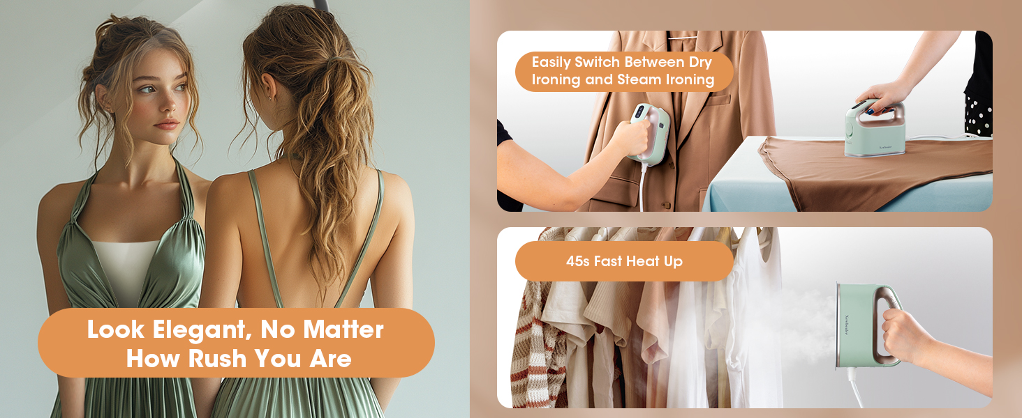 Auto-off steam smart iron for clothes Continuous turbocharged steam