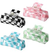 LuSeren 4 Pack 3 Inch colorful Hair Claw Clips for Women, Medium Rectangle Acetate Jaw Clips in B...