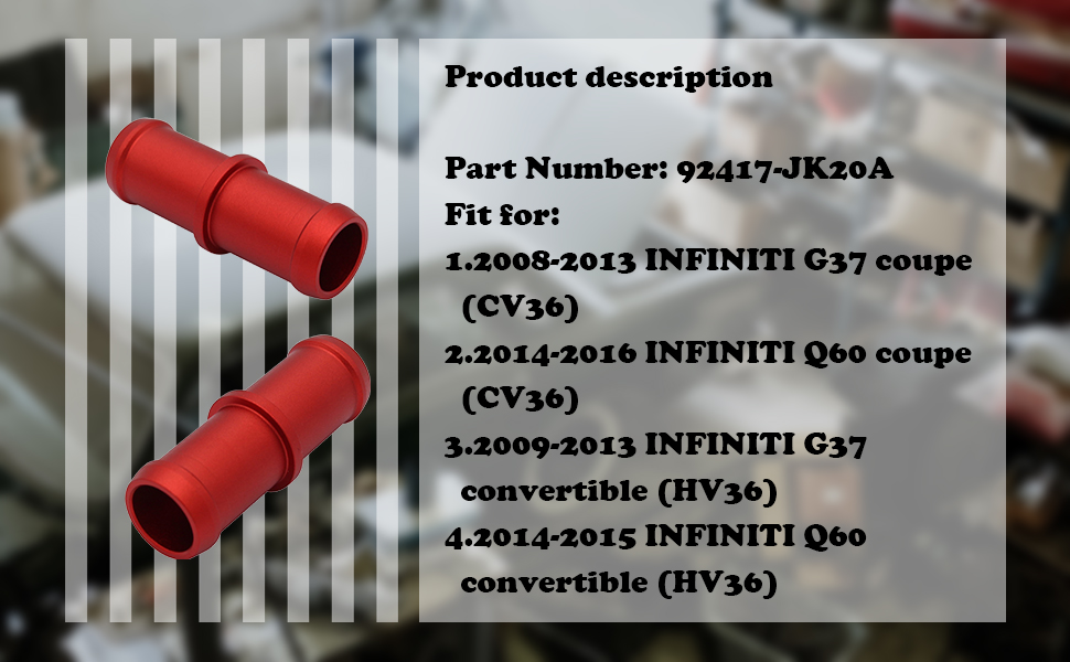 Heater Hose Connector Compatible with 370Z Infiniti G35 G37