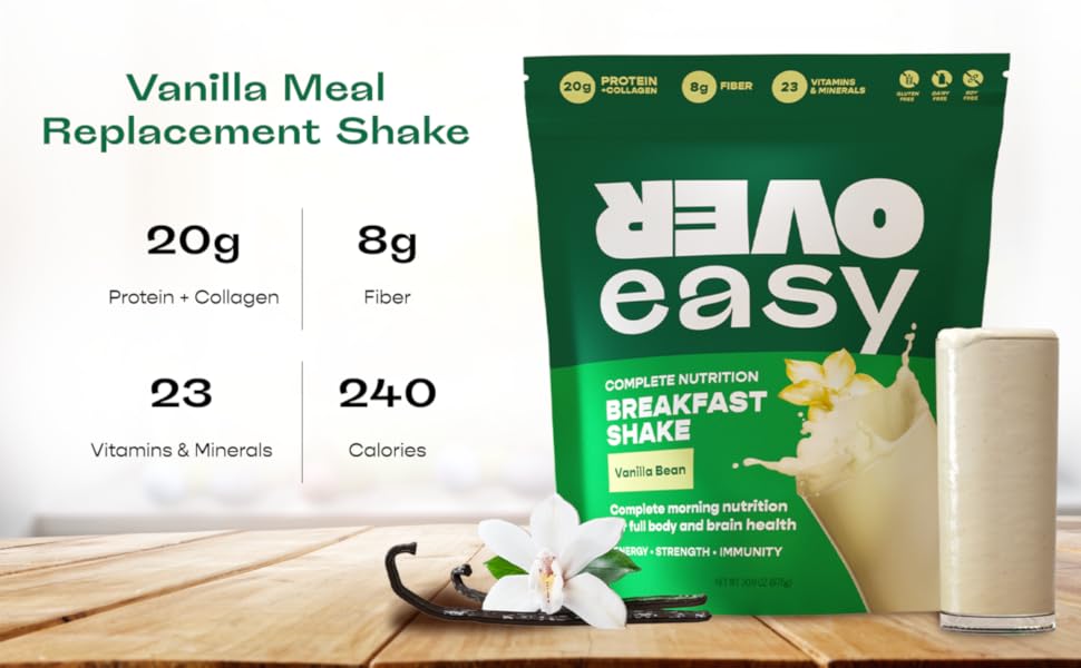 OVER EASY Vanilla Protein Shake Gluten Free, Soy Free