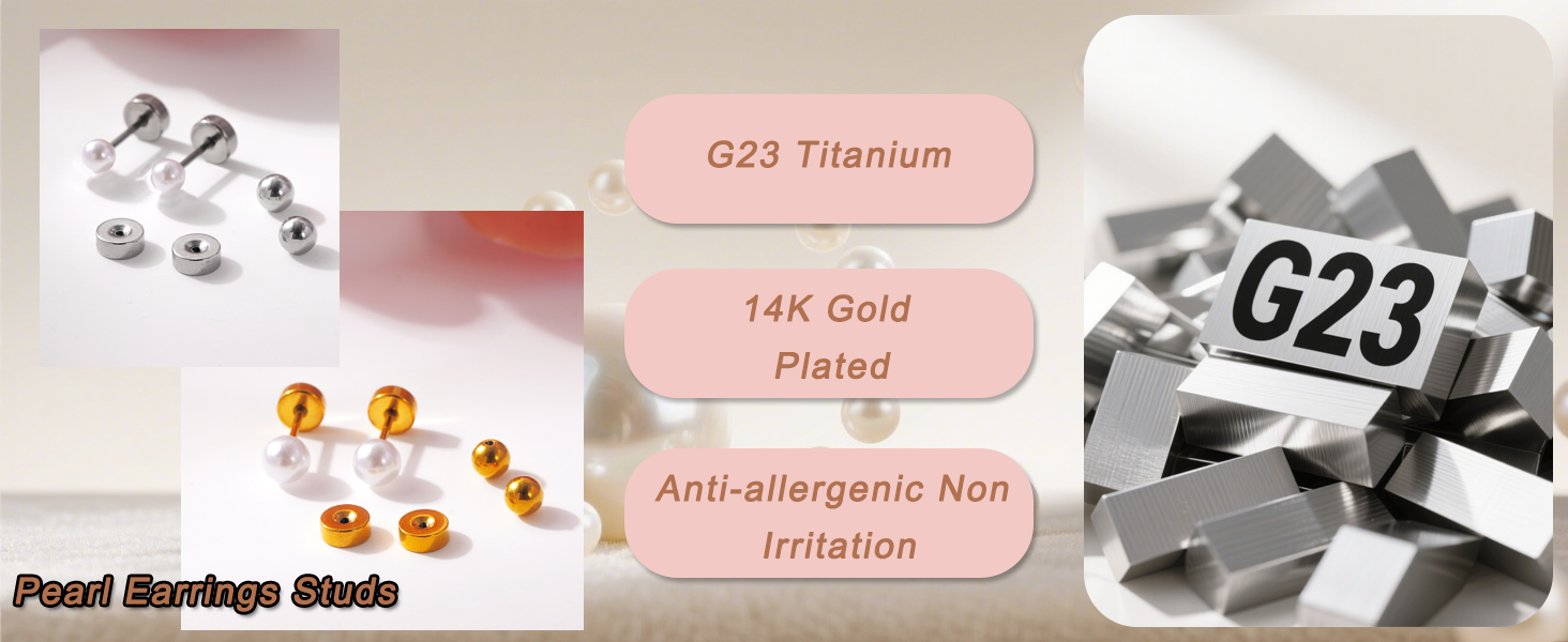 titanium pearl earrings