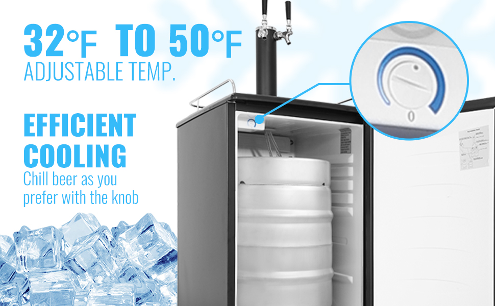 VEVOR Beer Kegerator, Dual Tap Draft Beer Dispenser, Full Size Keg
