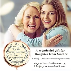 daughters gift birthday gift from mom Engraved Makeup Mirror gifts for daughter on wedding day 