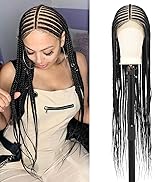 Zurffiy 13X8 Inch HD Lace Front Cornrow Braided Wigs for Women Box Braids Wig with Baby Hair Midd...