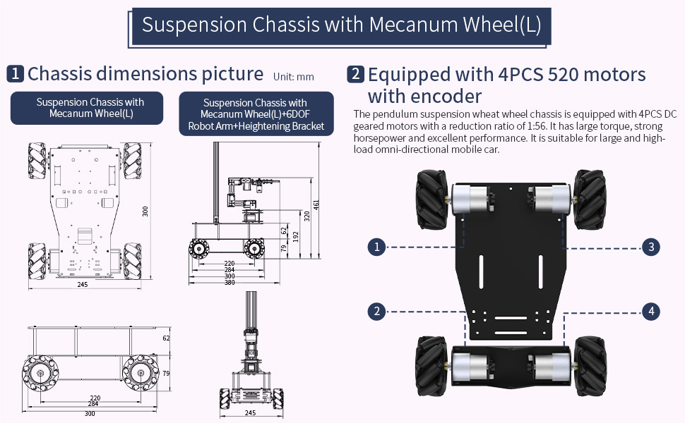 Amazon.com: Yahboom Smart Robot Car Chassis with 6DOF Robotic Arm 80mm ...