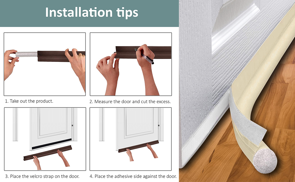 MOXVIO Door Draught Excluder, OneSided Draft Blocker for Interior Exterior & Front Doors