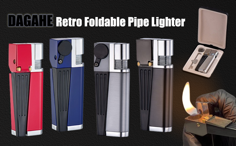 Retro Foldable Pipe Lighter with Leather Gift Box