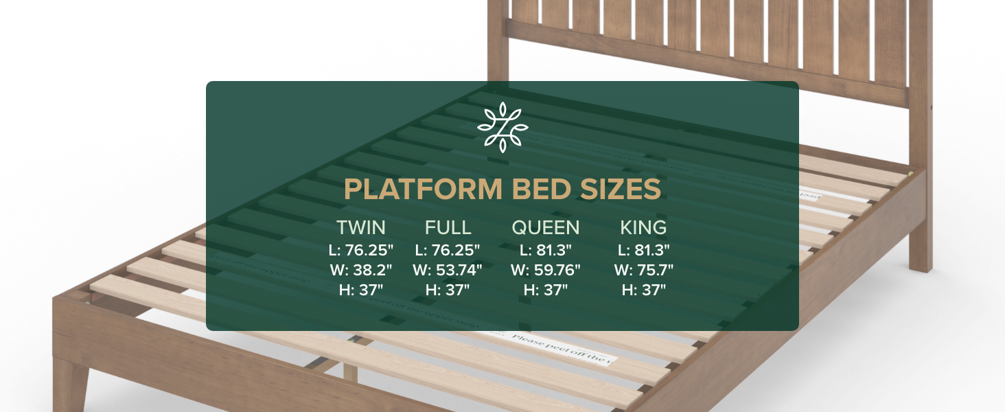 ZINUS Alexis Deluxe Wood Platform Bed Frame with Headboard / Wood Slat