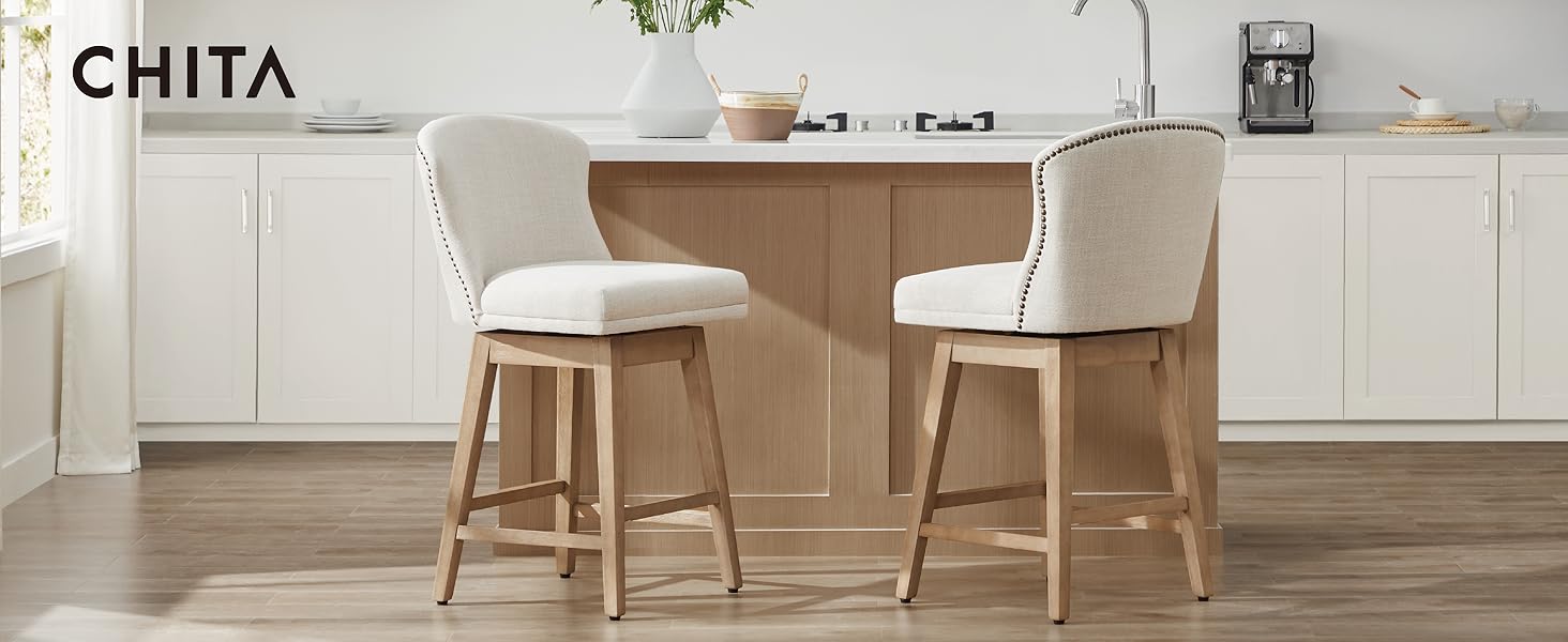 CHITA Counter Height Swivel Barstools, Upholstered