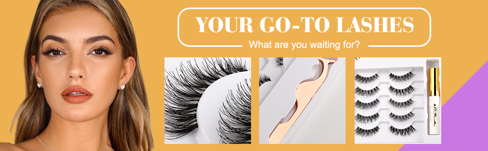 natural 3D volume lashes pack with glue