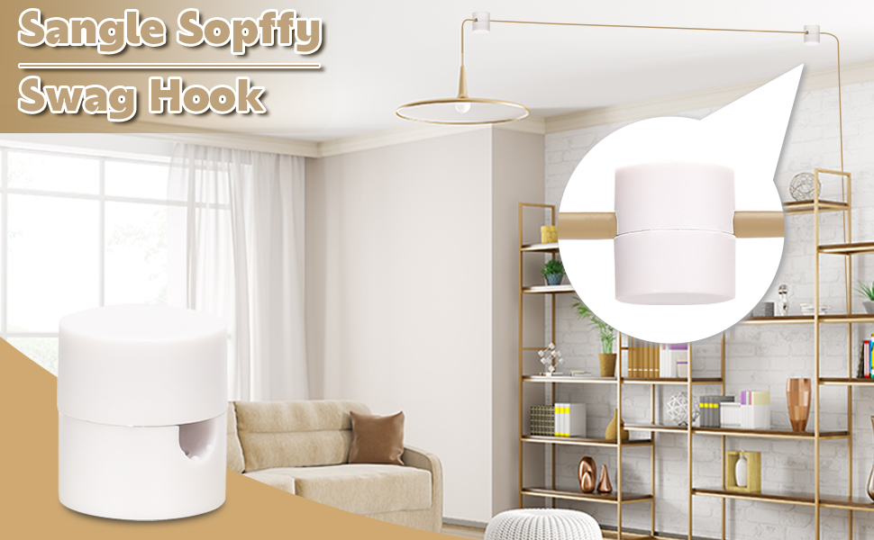 4 Pack Alloy Swag Hooks for Ceiling Hanging, Sangle Sopffy Lamp Hook