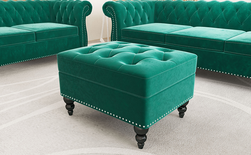 ORRD Velvet Ottoman with Storage, Tufted Upholstered Sofa