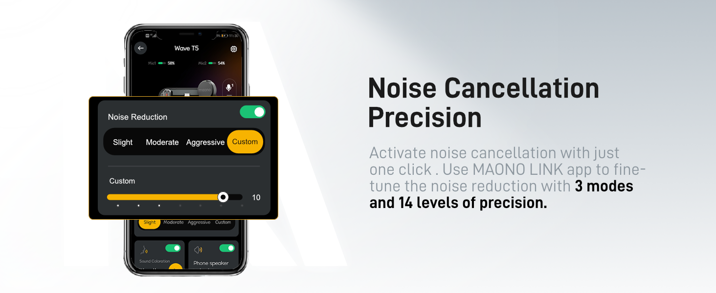 14 levels of precise noise cancellation