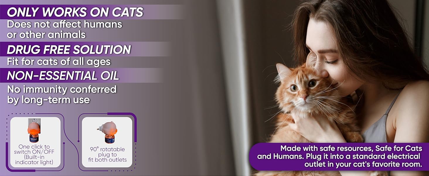 TriOak Cat Calming Pheromone Diffuser, 2 in 1 Cat Calming