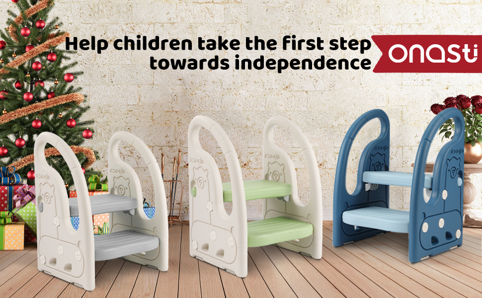 Onasti Step Stool for Kids, Toddler Step Ladder with Handles, Height