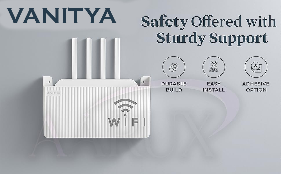 wall mount wifi router shelf with cable organizer