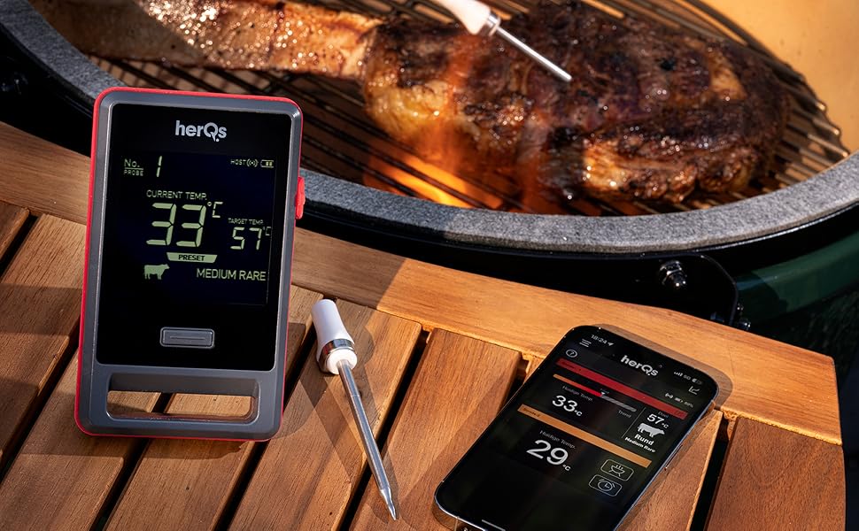 HerQs Pin Pro Grillthermometer, digital, Kerntemperatur, Drahtloses