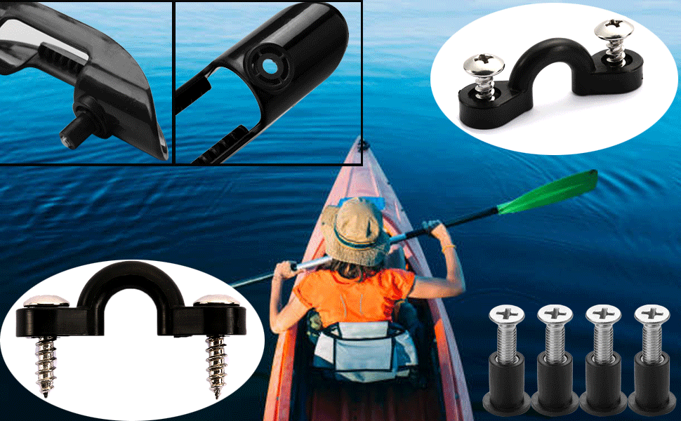 Borogo 4PCS Kayak Paddle Holder Clips with 5Pcs Kayak Pad