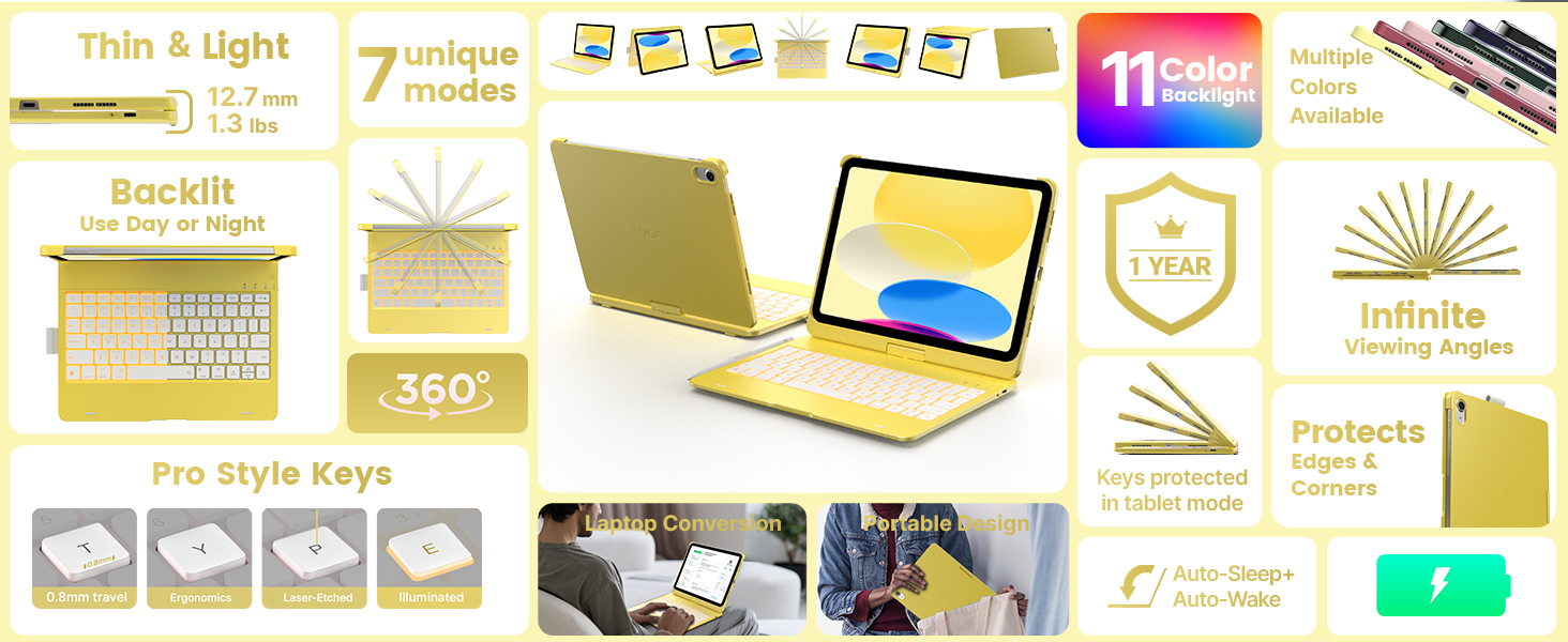 Funda con teclado para iPad de décima generación