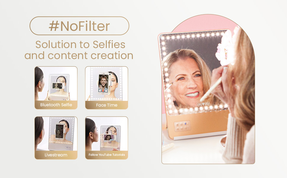 Riki Skinny Smart Vanity Mirror with HD LEDs, Magnifying