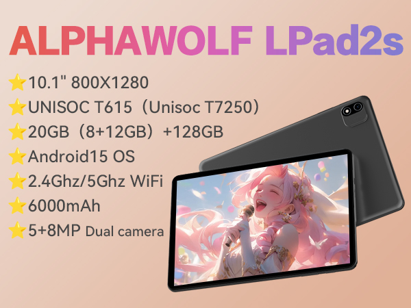 Alphawolf LPad2S 10インチ Android タブレット Amazon.com : Alphawolf Lpad2S Android 15 Tablet 10 inch,20GB