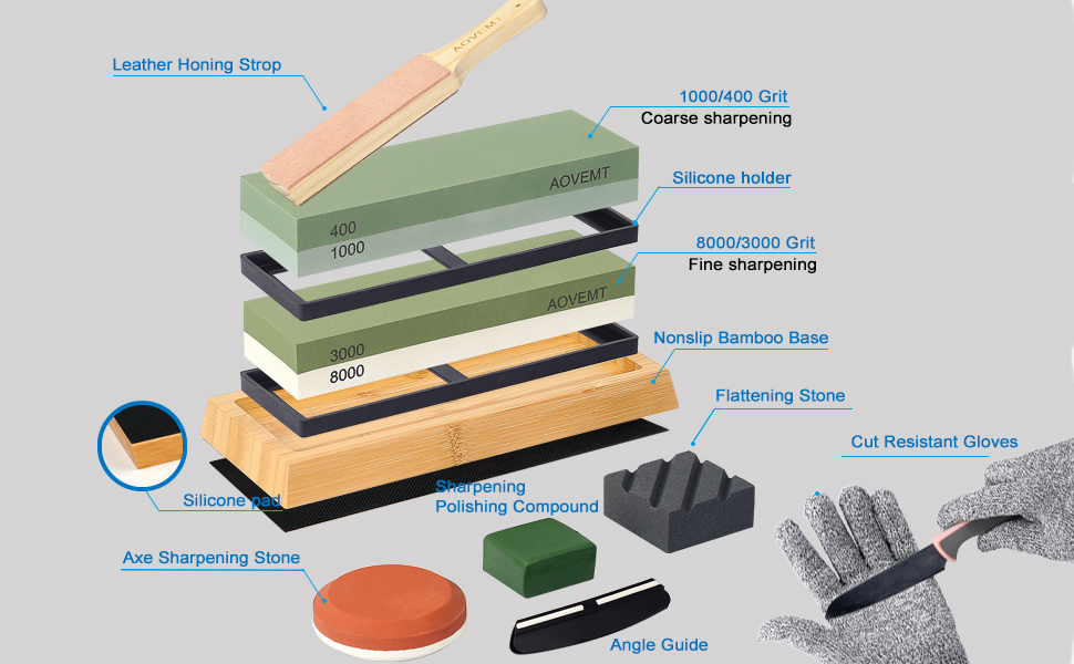 Aovemt Complete Sharpening Stone Set Coarse to Polished