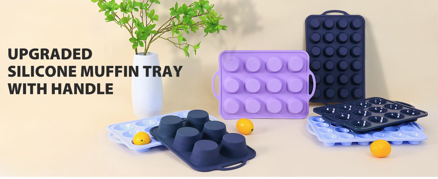 SUPER KITCHEN 12 Cup Regular Size Silicone Muffin Tray with Metal Frame