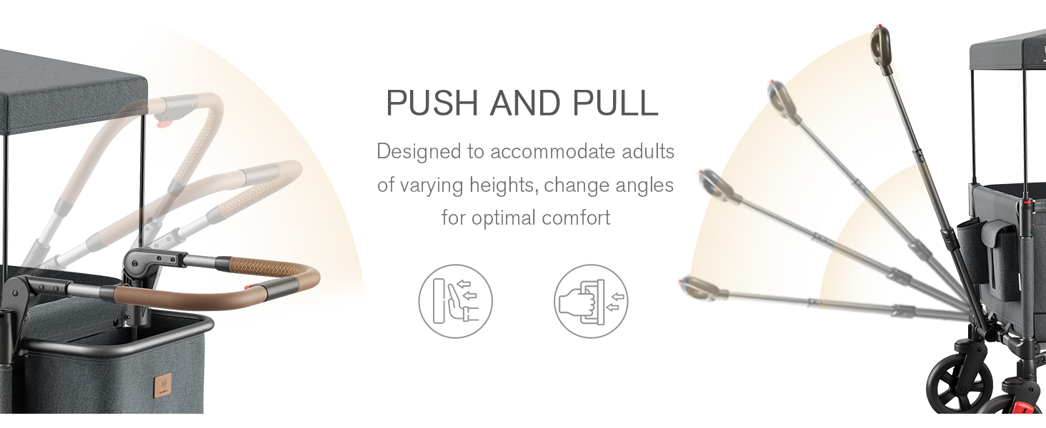 EVER ADVANCED Side-unzip Wagon Stroller for 2 Kids with Canopy
