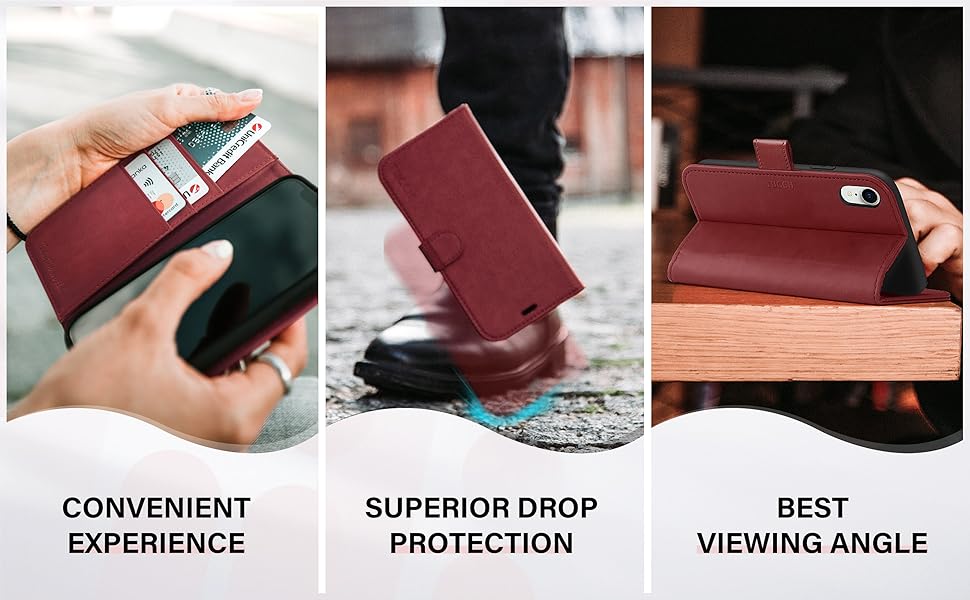 TUCCH iPhone XR Wallet Case, iPhone XR Case, Premium PU