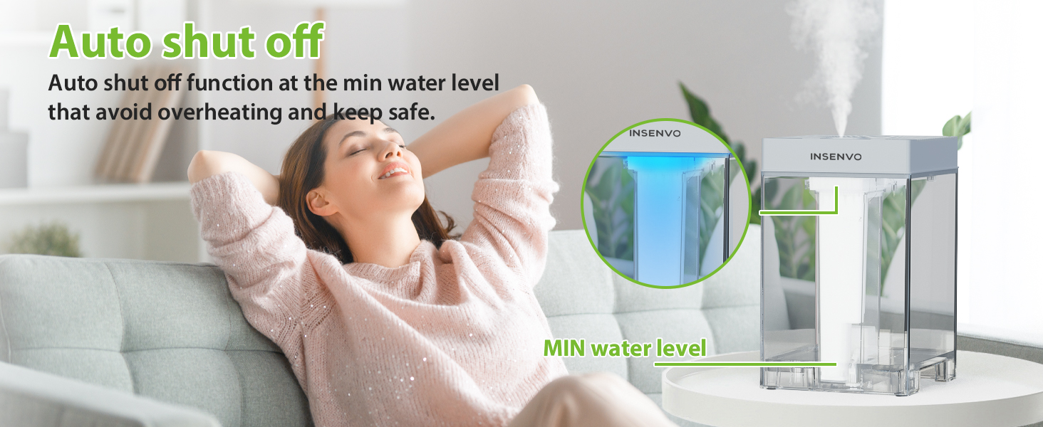 INSENVO Humidifier 7.5L for Large Bedroom, Top Fill& Antileak Design