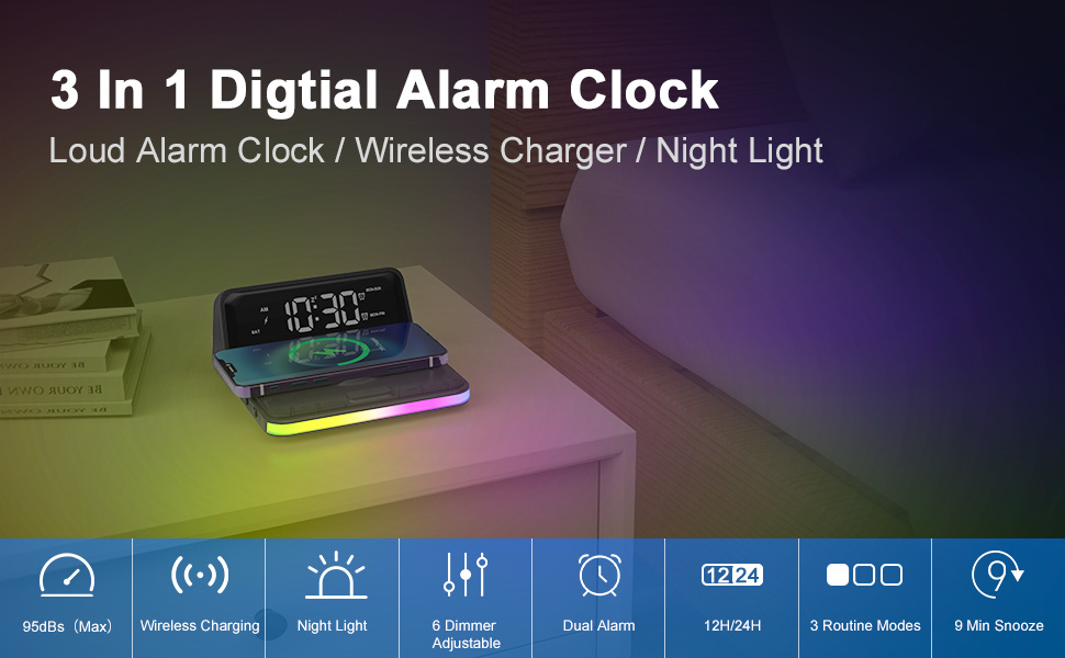 TeRich Loud Alarm Clock for Heavy Sleepers Adults, Alarm