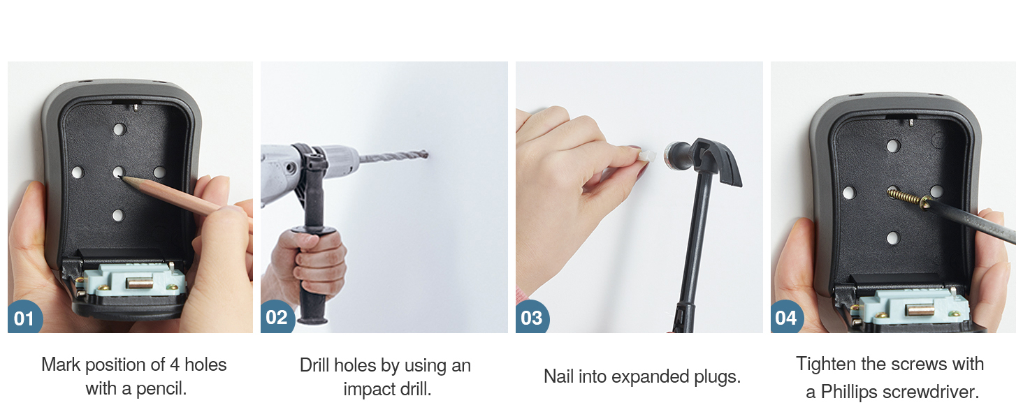 Puroma Key Lock Box, Portable Combination Lockbox Wall