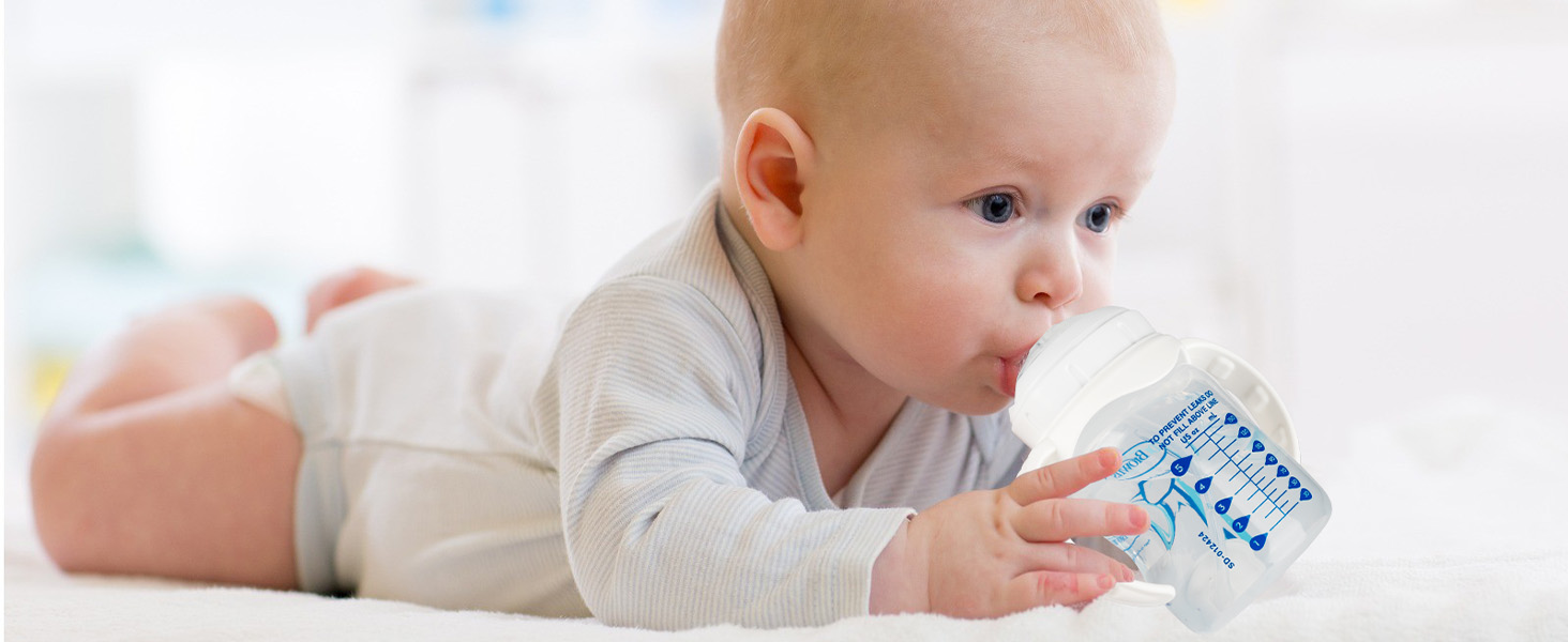 Sippy Straw Cup Conversion Kit for Dr Browns Wide-Neck Baby Bottles