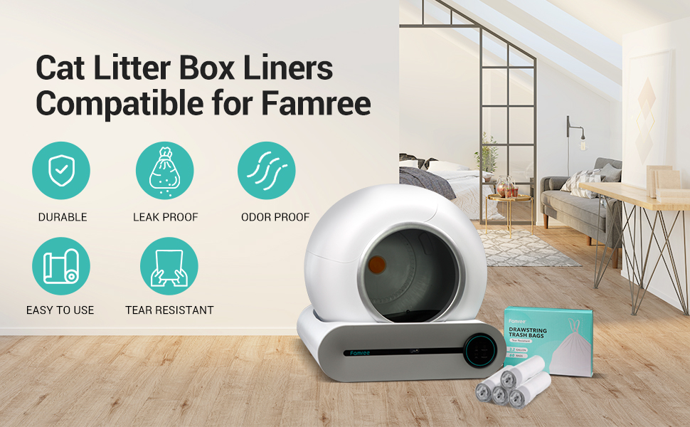 Famree Selfcleaning Cat Litter Box Replaced Liners, Cat
