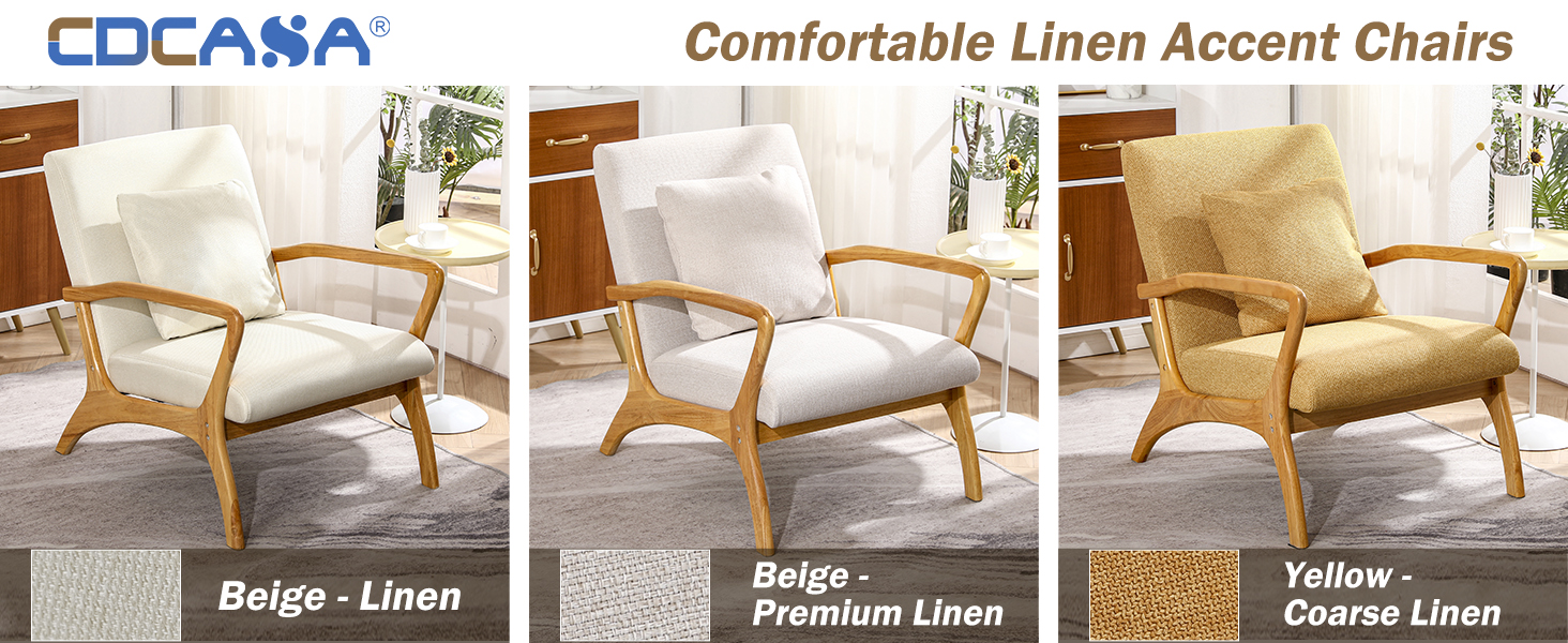 CDCASA MidCentury Modern Accent Chair with Cushion, 28.3