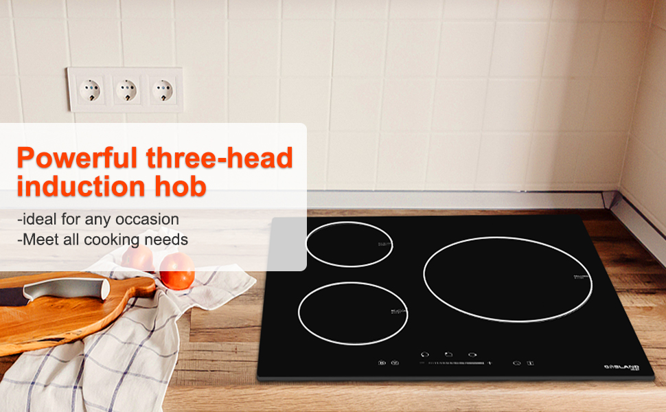 Gasland Chef IH603BF 60cm Built-in Induction Hob, 3 Zones Electric Cooktop 5800W, With Slider Touch Control, Boost Function 23 Induction Cooktop