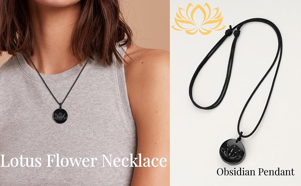 obsidian lotus necklace