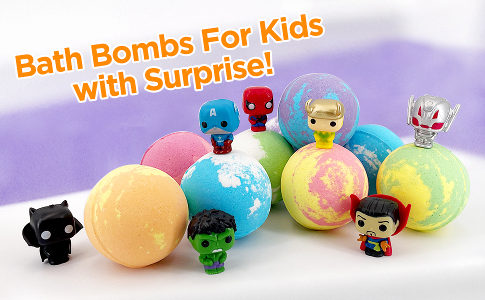 NJSTARC Kids Bath Bombs with Surprise Toys Inside, 9 Pack